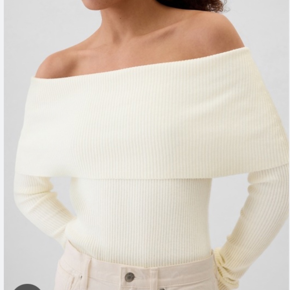 Gap off the shoulder cream sweater